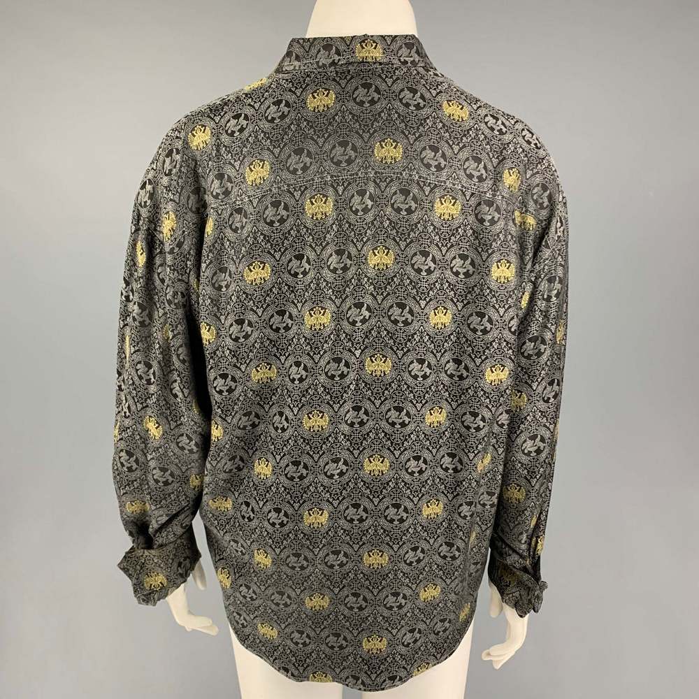 BYBLOS Grey Black Print Spread Collar Shirt - Picture 3 of 5